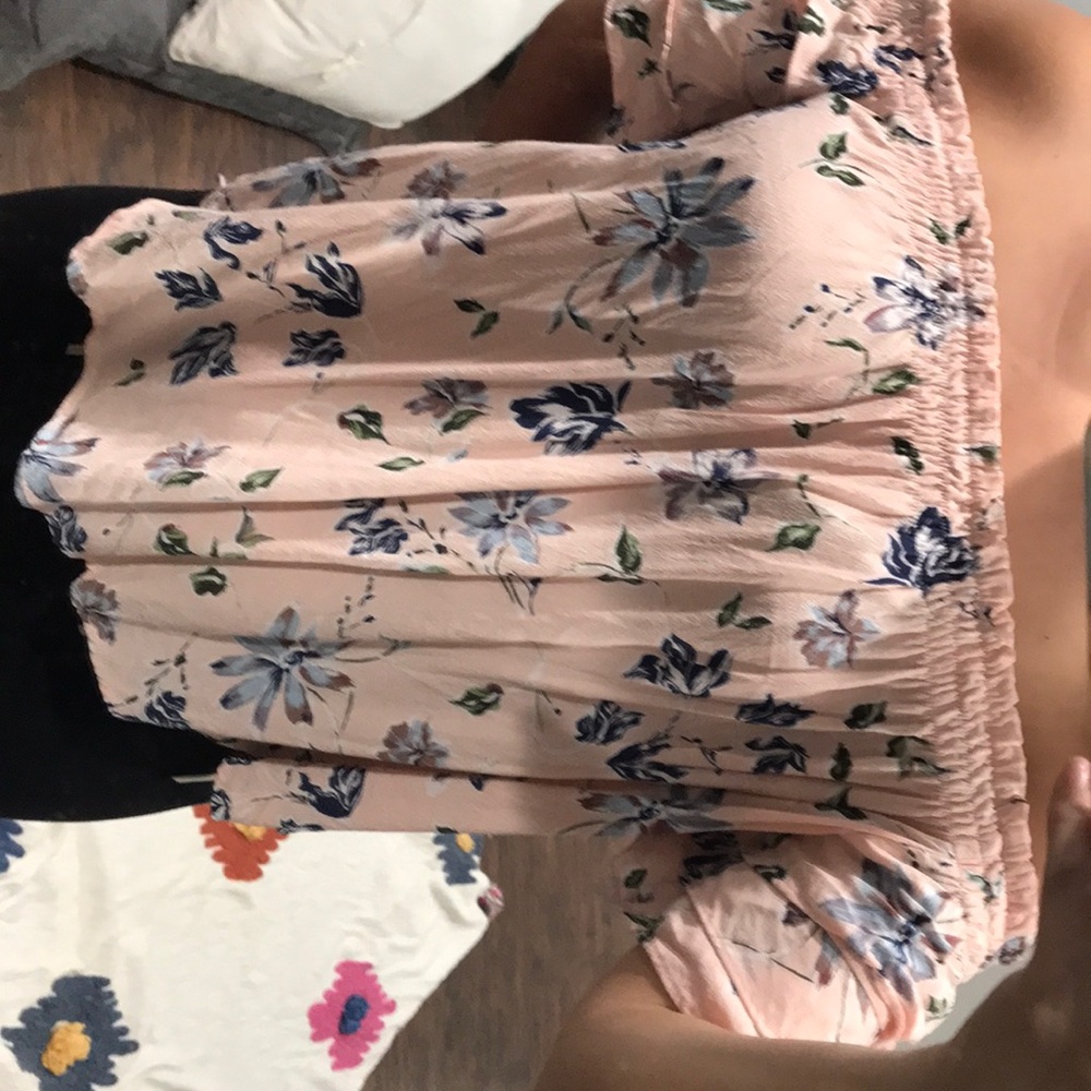 Pink floral off the shoulder top